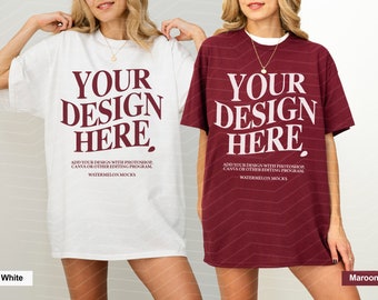 Couple Gildan 5000 White Maroon Mockup Gildan 5000 Couple Mockup Gildan Mockup Bach Mockup Shirt Bachelorette Mockup Group Mockup