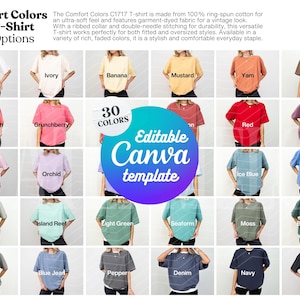Komfortfarben C1717 Farbkarte Canva Template Printful Tshirt C1717 Farboptionen Komfortfarben 1717 Muster C 1717 Farbführer Größentabelle