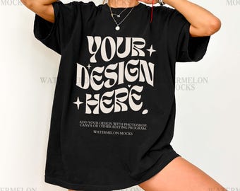 Comfort Colors C1717 Black Shirt CC Mockup C1717 Mockup Dark Mockup Black Model Mockup Pepper Shirt Mock Studio Mockup Boho Mockup