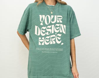 Mockup Comfort Colors Verde Claro C1717 Mockup Verde Claro Mockup de Camiseta Oversized Verde Claro C1717 Mockup de Camiseta