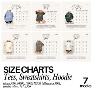 Size Chart Gildan CC1717 Mockup Tshirt Sizing Guide in Inches Unisex Size Chart Unisex Sizing Model Mock up Unisex Tee Size Chart Bundle image 1