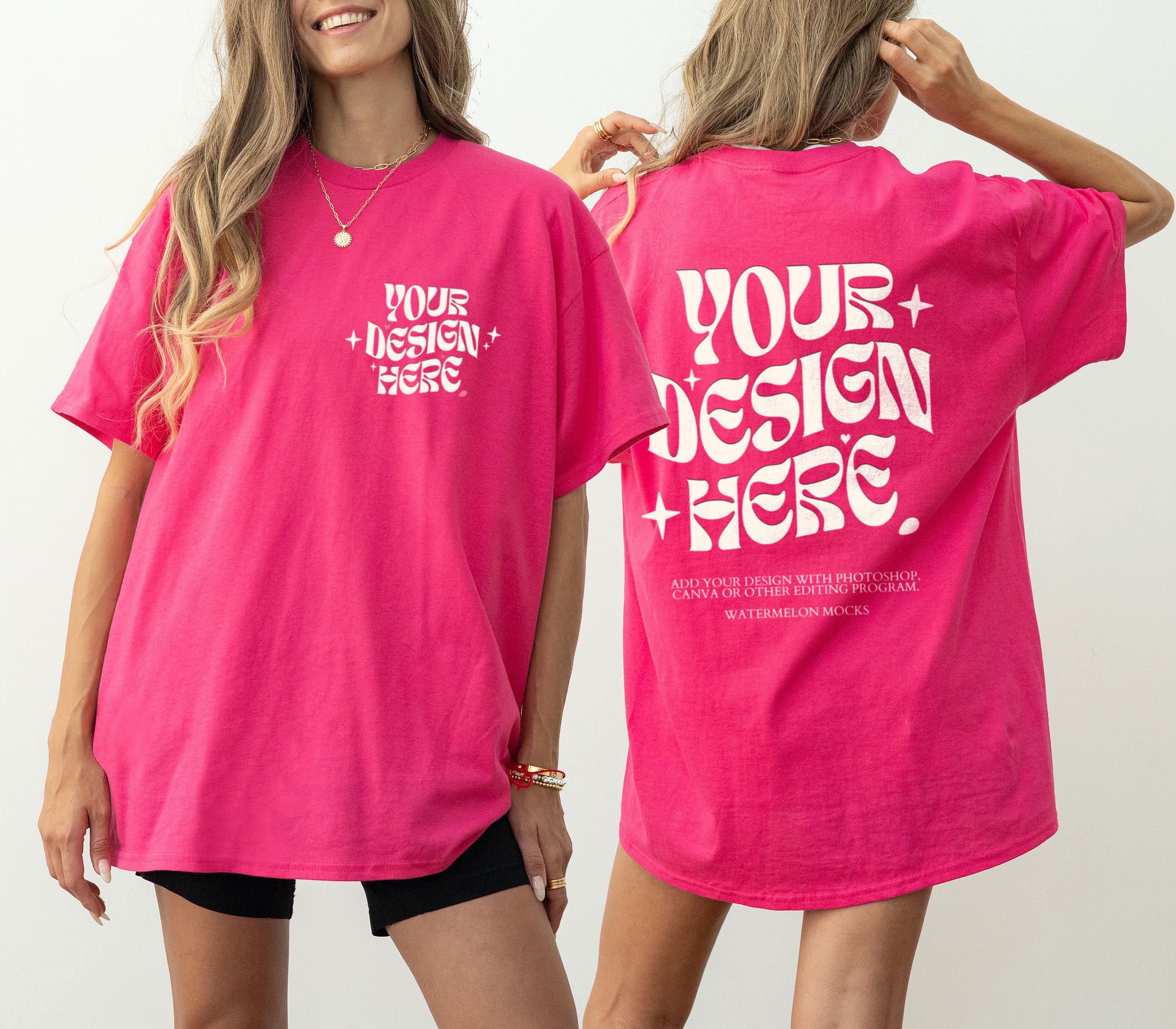 Comfort Colors Front and Back Heliconia C1717 Heliconia Mockup