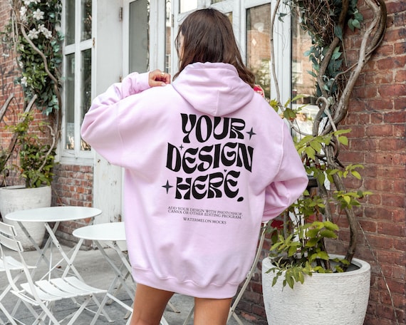 Gildan 18500 Light Pink Hoodie Mockup Back of Hoodie Mockup Pink Oversized Hoodie Mockup Trendy Model Mockup Nature Mockup Lifestyle Mockup