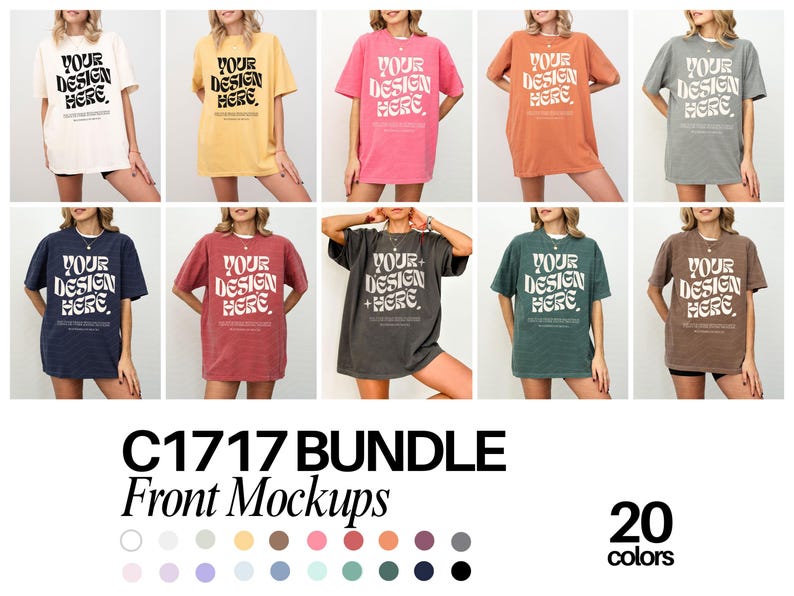 Comfort Colors Mockup Bundle C1717 Mockup Bundle Pepper C1717 Elfenbenssvart Mockup Överdimensionerad Mockup CC-modell Mockup Moss Mockup Blossom Yam bild 1