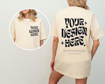 Bella Canvas 3001 Front and Back Mockup TShirt Soft Cream Front Back Mockup Bella Canvas 3001 Shirt Soft Cream Mockup Oversized Mockup