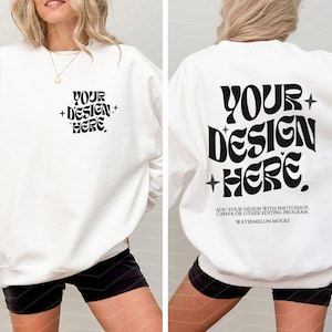 Gildan 18000 Mockup-Bundle: Vorder- und Rückseite des Sweatshirts, Schwarz-Weiß-Mockup, Druck auf der Rückseite, Oversized-Sweatshirt, Komplettes Shop-Bundle Bild 10