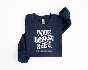 Gildan 18000 Navy Mockup Gildan Navy Sweatshirt Flat Lay Mockup Opgevouwen Sweatshirt Mockup Navy Gildan 18000 Flatlay Crewneck Mockup Navy Mockup