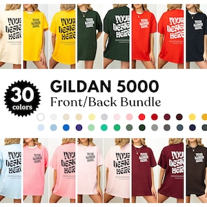 Gildan 5000 Mockup Bundle Front and Back Mockup 5000 Bundle Shirt Mockup White Mockup Front Back Oversized Mockup Natural Gildan 5000 Mockup