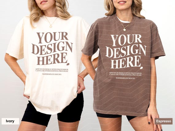 Couple Comfort Colors C1717 Ivory Espresso Mockup C1717 Couple Mockup C1717 Mockup Bach Mockup Shirt Bachelorette Mockup Group Mockup