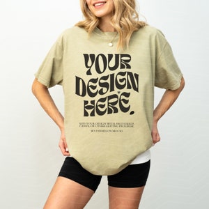 Comfort Colors Mockup Khaki Mockup C1717 Khaki Mockup Oversized Tshirt Model Mockup Khaki C1717 Mockup T-Shirt Mock