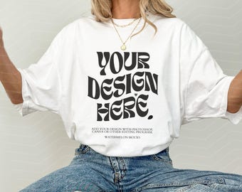 Comfort Colors Mockup White Mockup C1717 White Mockup Oversized Tshirt Model Mockup White C1717 Mockup T-Shirt Mock