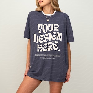 Heather Navy Bella Canvas 3001 TShirt Mockup Heather Navy Bella Canvas 3001 Shirt Mockup Oversized Mockup Bella Canvas Model Mockup Tee
