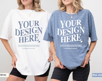 Couple Mockup Comfort Colors Mockup Bachelorette Mockup C1717 White Shirt Mockup C1717 Blue Jean Mockup Bach Party Mock tShirt Group Mockup