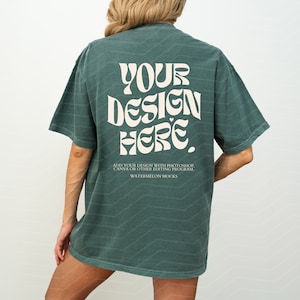 Comfort Colors Back Blue Spruce Mockup C1717 Blue Spruce Mock Up C1717 Back Mockup Back of Shirt Oversized Tshirt Model Mockup tshirt