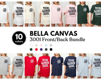 Przód i tył Bella Canvas 3001 T-shirt 3001 Przód i tył Pakiet makiet Bella Canvas 3001 Koszulka Oversized Model makiet 3001 Pakiet makiet