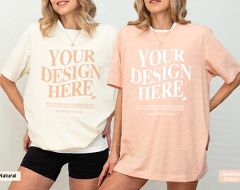 Couple Bella Canvas 3001 Natural Heather Peach Mockup BC 3001 Couple Mockup Bella Canvas 3001 Mockup Shirt Bachelorette Mockup Group Mockup