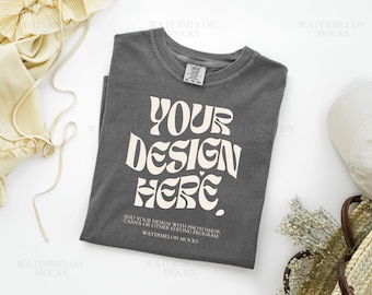 Comfort Colors 1717 Pepper Mockup Pepper C1717 Shirt Flat Lay Mockup Folded Tshirt Mockup Comfort Colors Mockup Flatlay Mock