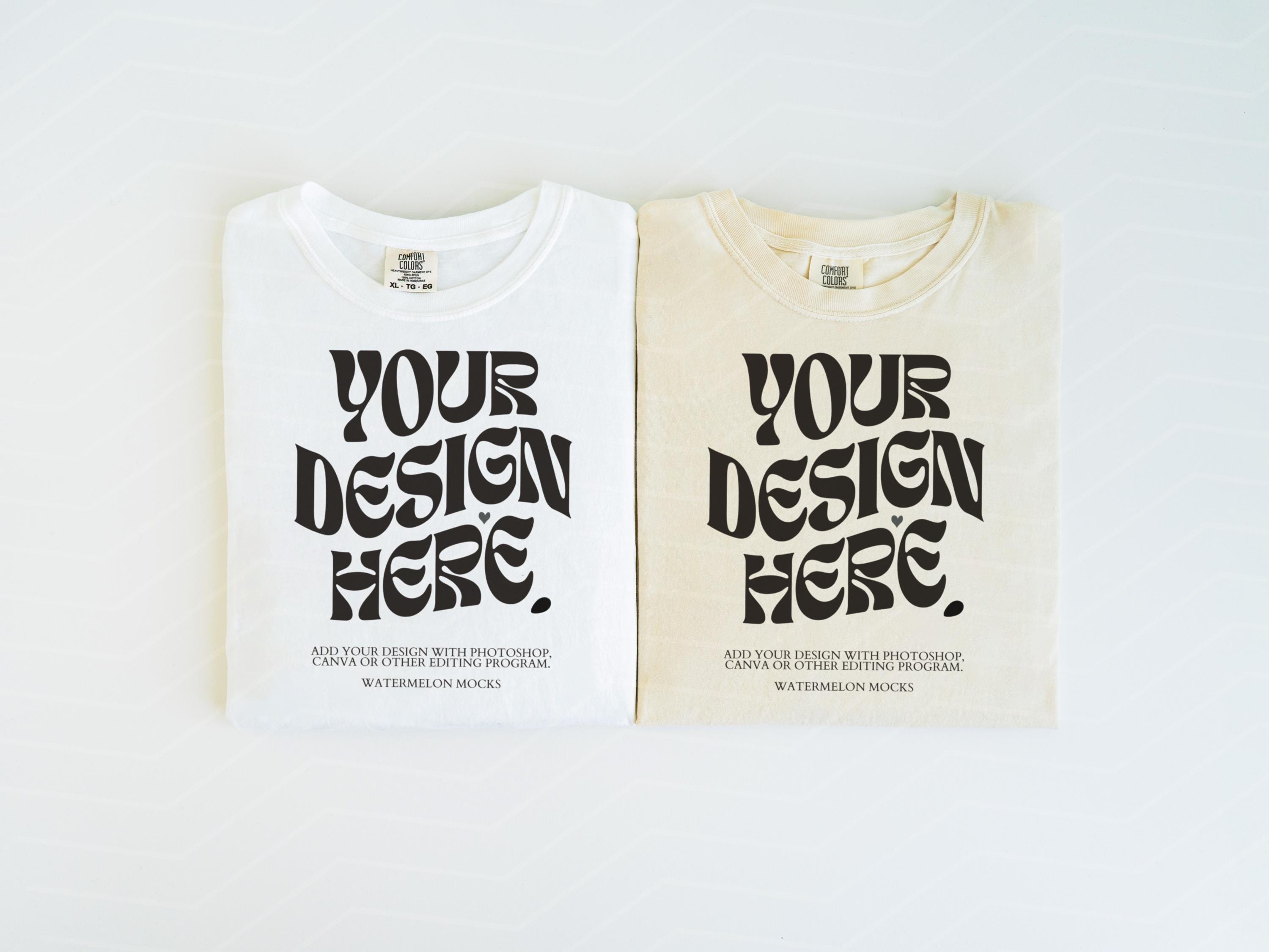 Couple Mockup Comfort Colors 1717 Mockup White Ivory Mockup Comfort Colors Tshirt C1717 Folded Shirt Mock up Flat lay Friends Mockup