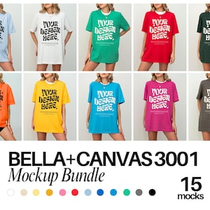 15 Colors Bella Canvas 3001 TShirt Mockup Bundle Bella Canvas 3001 Shirt Mockup Bundle Oversized Mockup Bella Model 3001 Mockup Bundle