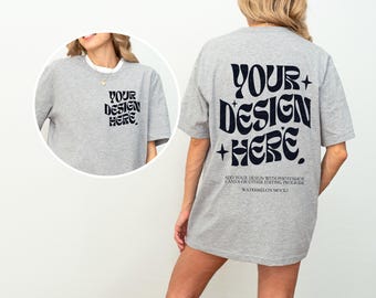 Bella Canvas 3001 Front and Back Mockup TShirt Sport Grey Front Back Mockup Bella Canvas 3001 Shirt Sport Grey Mockup Oversized Mockup