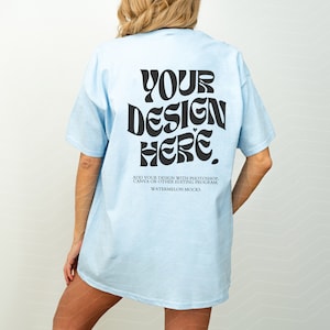 Gildan 5000 Light Blue TShirt Back Mockup 5000 Back of Shirt Mockup Light Blue Mockup Oversized Mockup Gildan 5000 Mockup Model Mockup