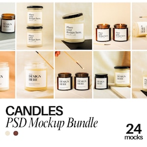 Candle Mockup Bundle 4 oz Candle Soy Clear Candle Printify Candle 9oz Mockup Aesthetic Soy Candle Mockup Amber Glass Candle Mockup Bundle