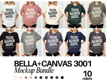 Bella Canvas 3001 Mockup Bundle 3001 Forest Mockup TShirt Mockup Bundle Oversized Mockup Bella Model 3001 Mockup Printify Black Bella Canvas
