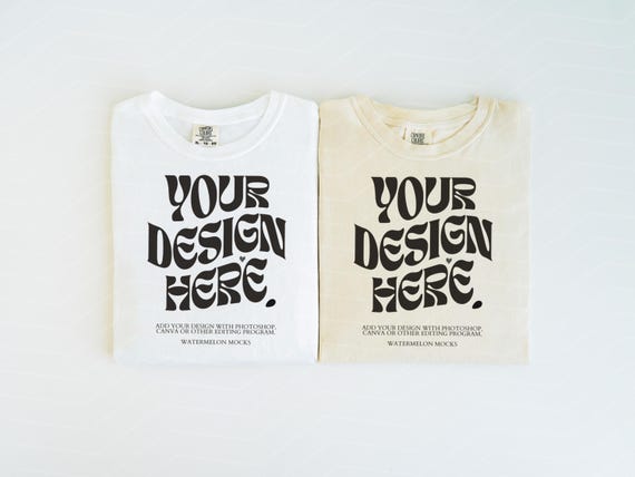 Couple Mockup Comfort Colors 1717 Mockup White Ivory Mockup Comfort Colors Tshirt C1717 Folded Shirt Mock up Flat lay Friends Mockup