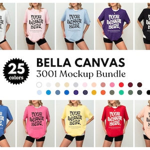25 Colors Bella Canvas 3001 TShirt Mockup Bundle Bella Canvas 3001 Shirt Mockup Bundle Oversized Mockup Bella Model 3001 Mockup Bundle