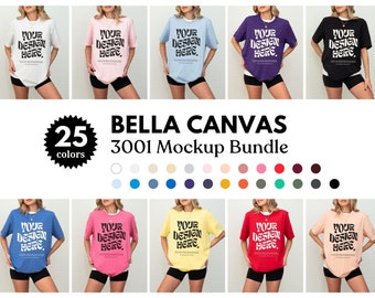 25 Colors Bella Canvas 3001 TShirt Mockup Bundle Bella Canvas 3001 Shirt Mockup Bundle Oversized Mockup Bella Model 3001 Mockup Bundle