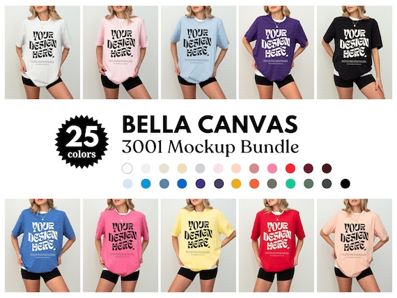 25 colores Bella Canvas 3001 Paquete de maquetas de camisetas Bella Canvas 3001 Paquete de maquetas de camisas Maqueta de gran tamano Bella Modelo 3001 Paquete de maquetas Etsy Espana