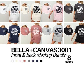 Przód i tył Bella Canvas 3001 T-shirt 3001 Przód i tył Pakiet makiet Bella Canvas 3001 Koszulka Oversized Model makiet 3001 Pakiet makiet