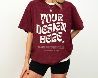 Gildan 5000 kastanjebruin T-shirt Mockup 5000 T-shirt Mockup Kastanjebruin Mockup Oversized Mockup Gildan 5000 Mockup Model Mockup G500 Mockup