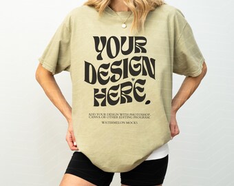 Comfort Colors Mockup Khaki Mockup C1717 Khaki Mockup Oversized Tshirt Model Mockup Khaki C1717 Mockup T-Shirt Mock