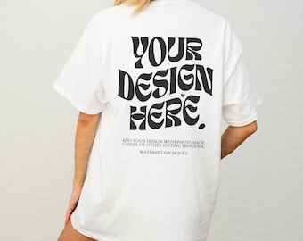 Gildan 5000 White TShirt Back Mockup 5000 Back of Shirt Mockup White Mockup Oversized Mockup Gildan 5000 Mockup Model Mockup