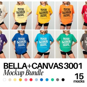 15 Colors Bella Canvas 3001 TShirt Mockup Bundle Bella Canvas 3001 Shirt Mockup Bundle Oversized Mockup Bella Model 3001 Mockup Bundle
