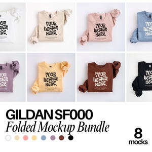 Folded Gildan SF000 Mockup Bundle Gildan Folded Flat lay Mockup Bundle Black Folded Sweatshirt Mockup White Gildan SF000 Flatlay Crewneck image 1