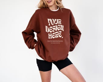 Gildan SF000-cacao mockup sweatermodel Oversized SF000-model cacaosweatermodel SF000 Gildan-model sweatermodel