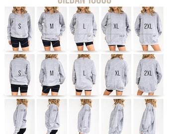 Gildan 18000 Size Chart Oversized Sweatshirt Size Chart Canva Template POD Size Guide Mockup Sweatshirt Unisex Mock up Sizechart