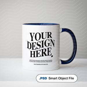 11oz Accent Mug Ceramic Mug Mockup PSD Mockup Mug Navy Blue Accent Mug Mockup Colored Mug Mockup Coffee Mug Mockup Accent Cup Mockup