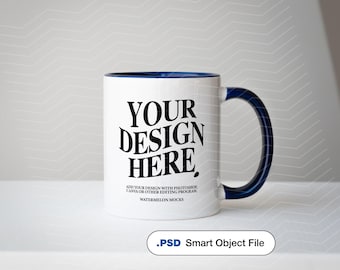 11oz Accent Mug Ceramic Mug Mockup PSD Mockup Mug Navy Blue Accent Mug Mockup Colored Mug Mockup Coffee Mug Mockup Accent Cup Mockup