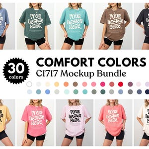 Comfort Colors Mockup Bundle C1717 Mockup Bundle Pepper C1717 Ivory Black Mockup Oversized Mockup CC Model Mockup Moss Mockup Blossom Yam image 1