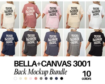 Print on Back Back Bella Canvas 3001 TShirt Mockup 3001 Back Mockup Bundle Bella Canvas 3001 Shirt Oversized Mockup Model 3001 Mockup Bundle