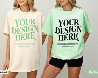 Couple Gildan 5000 Natural Mint Green Mockup Gildan 5000 Couple Mockup Gildan Mockup Bach Mockup Shirt Bachelorette Mockup Group Mockup