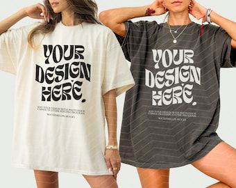 Paar comfort kleuren C1717 peper en ivoor shirt Gildan 5000 paar mockup C1717 mockup Bach-model mockup shirt vrijgezellenfeest g500 mockup