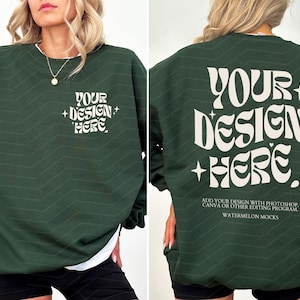 Gildan 18000 Mockup-Bundle: Vorder- und Rückseite des Sweatshirts, Schwarz-Weiß-Mockup, Druck auf der Rückseite, Oversized-Sweatshirt, Komplettes Shop-Bundle Bild 7