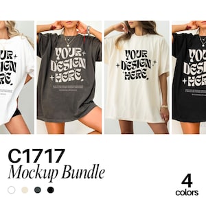 Comfort Colors Mockup Bundle C1717 Mockup Bundle Pepper C1717 Ivory Black Mockup Oversized Mockup CC Cozy Trendy Mockup Real Model Mock image 1
