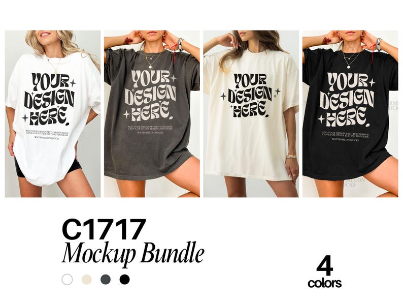 Comfort Colors Mockup Bundle C1717 Mockup Bundle Pepper C1717 Ivory Black Mockup Oversized Mockup CC Cozy Trendy Mockup Real Model Mock image 1