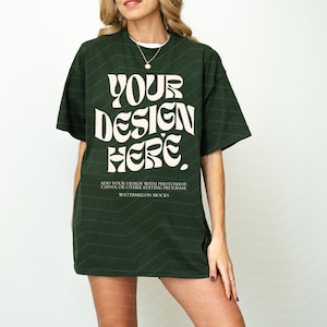 Gildan 5000 Forest Green TShirt Mockup 5000 TShirt Mockup Forest Green Mockup Oversized Mockup Gildan 5000 Mockup Model Mockup G500 Mockup