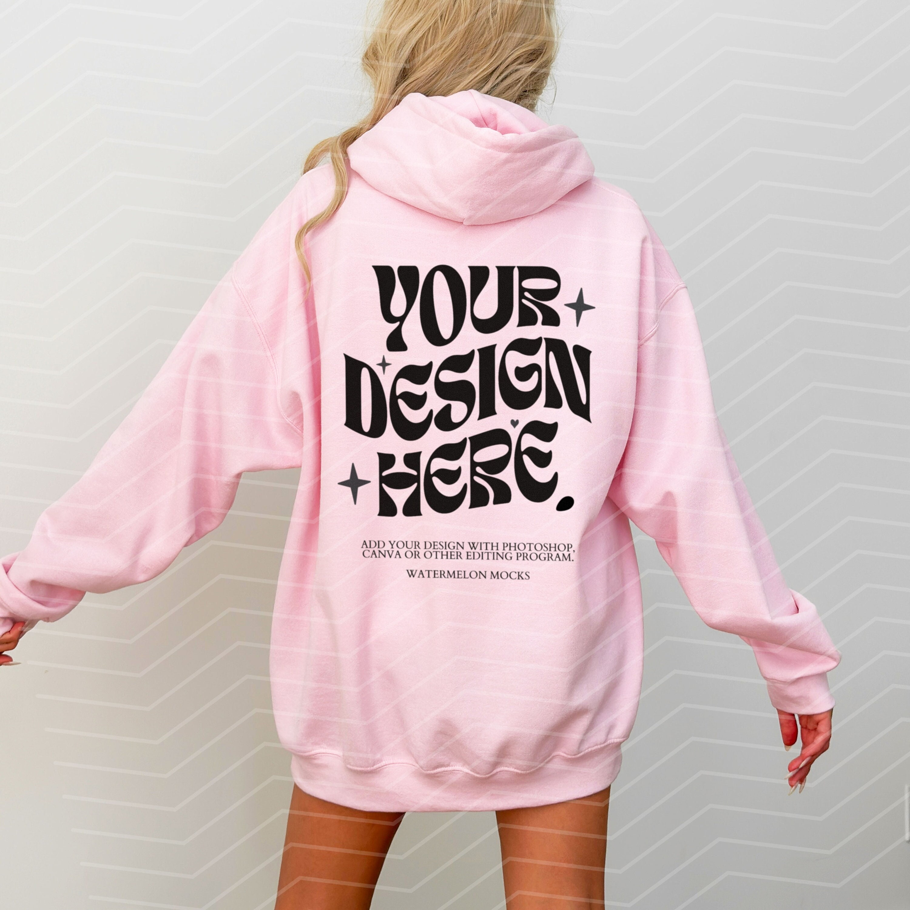 Gildan 18500 Light Pink Hoodie Mockup Back of Hoodie Mockup Pink ...